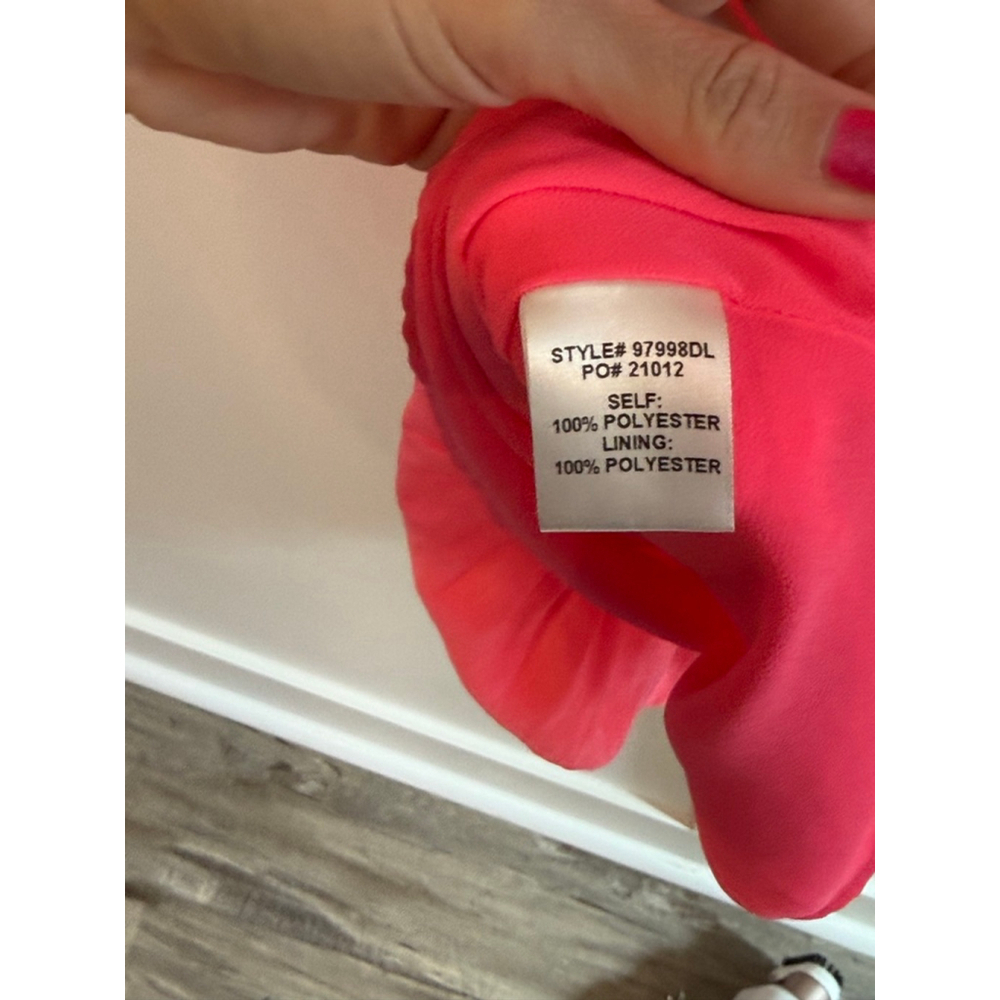 Women's Skies Are Blue Neon Pink Tiered Halter Mini Dress S - Picture 4 of 6